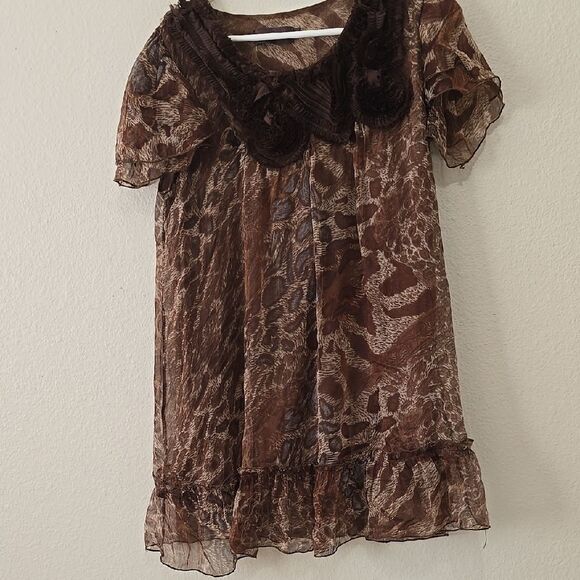 Pretty Angel Brown Patterned Kids Dress - Picture 1 of 7